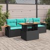 vidaXL 5 Piece Patio Sofa Set with Cushions Black Poly Rattan - Black with Storage - 2 of 4