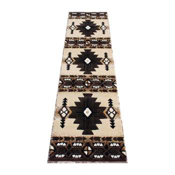 Emma and Oliver Olefin Accent Rug with Complementary Southwestern Pattern and Jute Backing