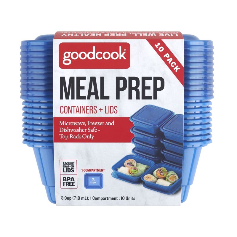 GoodCook Meal Prep 1 Compartment Square Containers + Lids - 10ct, 6 of 7
