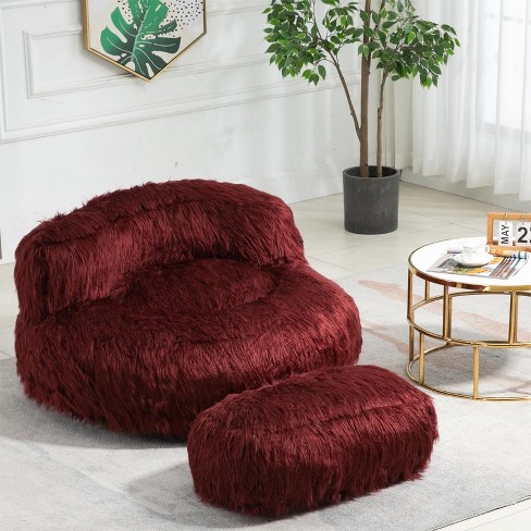 Red fluffy 2024 bean bag