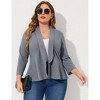 Women's Plus Size Blazer Notch Panel Work Business Casual Outfits Dressy Suit Jacket Peplum Blazers - 4 of 4
