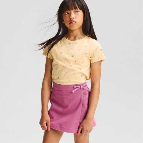 Cat & Jack Girls' Short Sleeve 100% Cotton Floral Printed T-Shirt - Cat & Jack™ Gold S