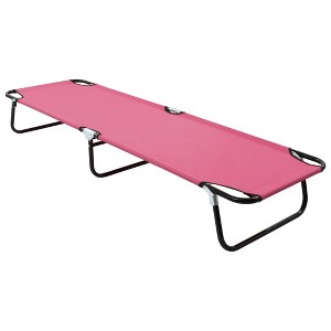 vidaXL Folding Sun Lounger Steel Pink - 1 of 4