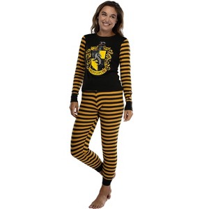 Harry Potter Hogwart's House Crest Tight Fit Adult Cotton Women's Pajama Set - 1 of 3