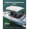 VEVOR 4 Bow Boat Bimini Tops,600D Polyester Canopy,with Storage Bag, Bimini Top Replacement, 96"Lx(97"-103")W,(Support Frame Not Included),Light Grey - 3 of 4