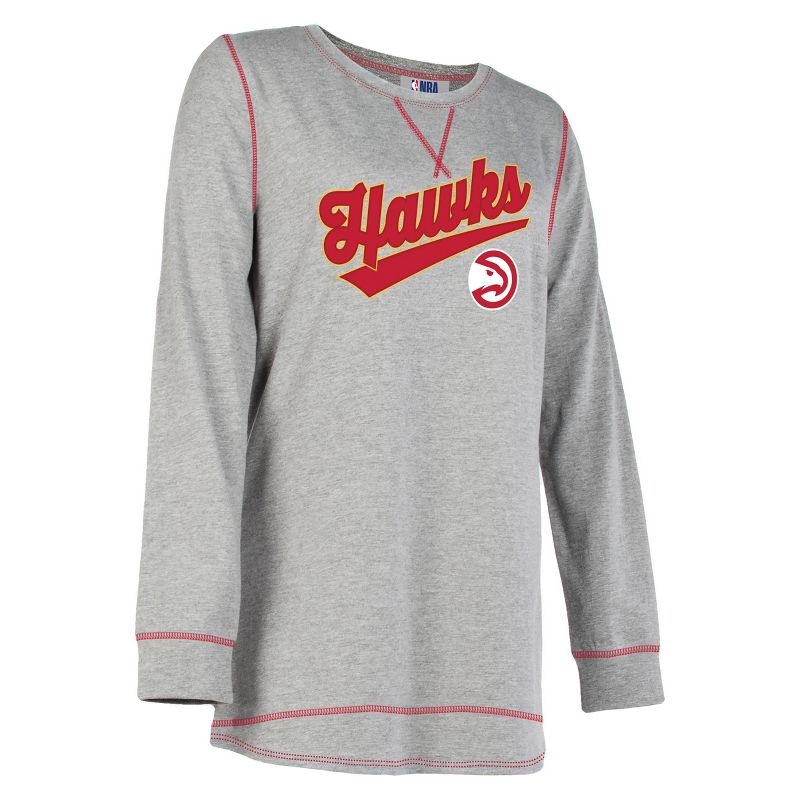 NBA Atlanta Hawks Women&#39;s Gray Long Sleeve Team Slugger Crew Neck T-Shirt, 3 of 5