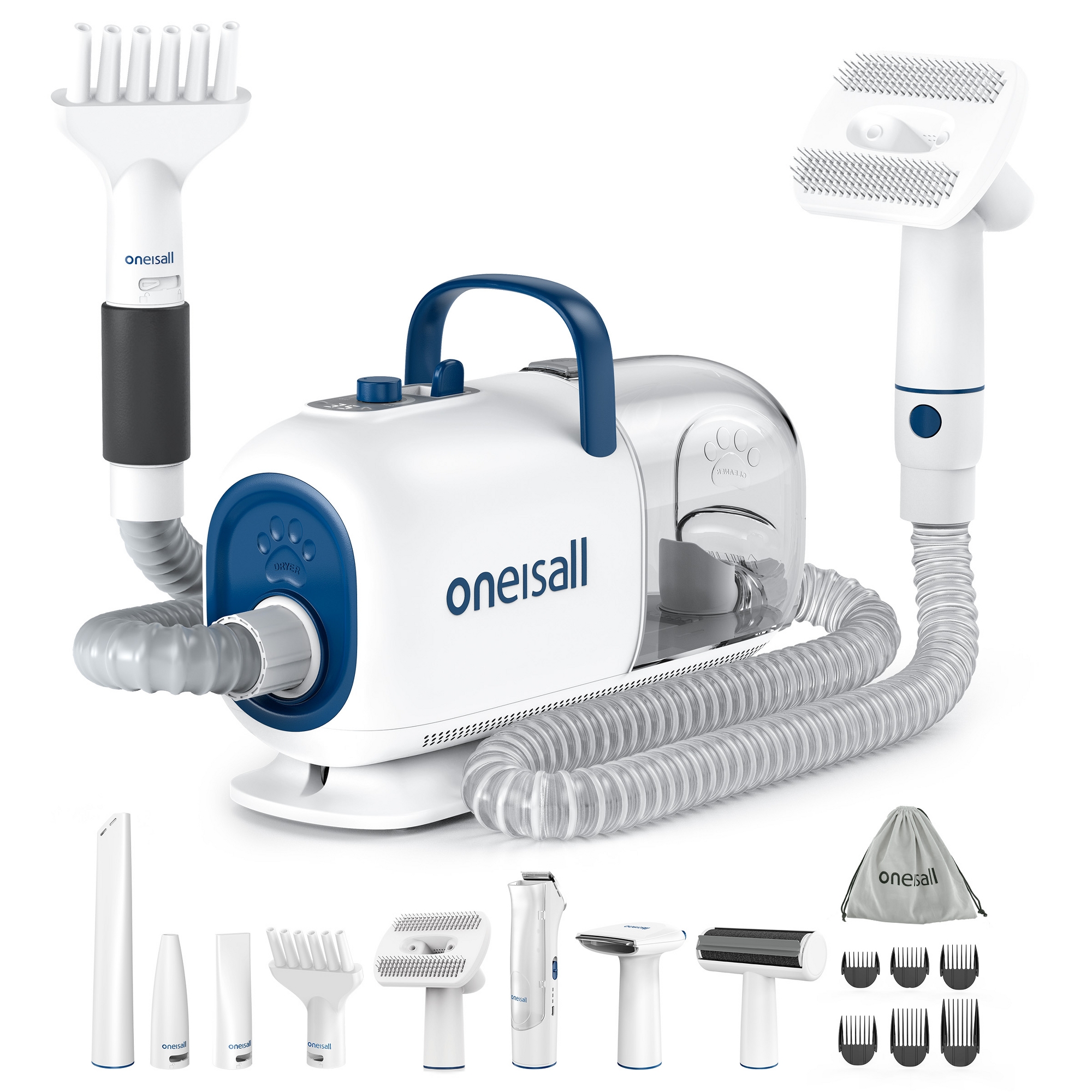 Oneisall BM1 8-in-1 Dog Grooming Kit: Vacuum, Dryer & Clippers w/ Adjustable Speed & Temp (Spring Sale)