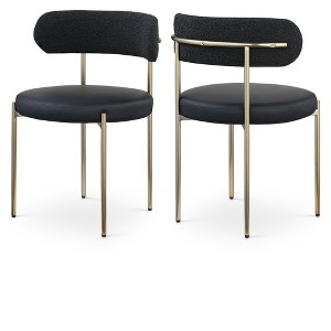 Meridian Furniture,Beacon Vegan Leather and Boucle Fabric Dining Chair, Set of 2 - 1 of 4