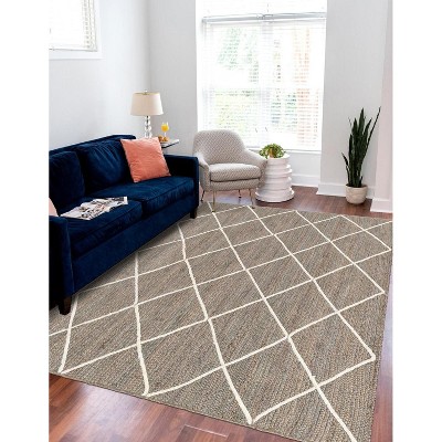 Handmade Braided Jute Trellis 2x3 Area Rug in Gray