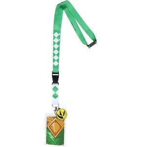 Power Rangers Green Ranger ID Lanyard Badge Holder w Dragonzord Rubber Pendant - 1 of 4