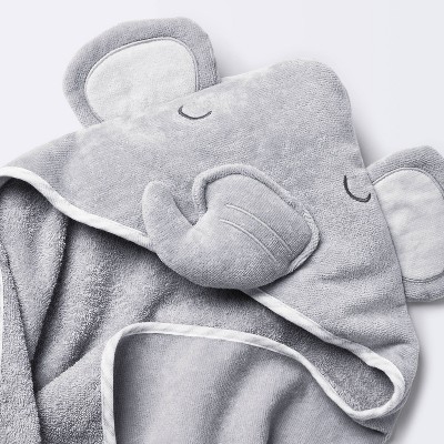 Baby Elephant Hooded Towel - Cloud Island&#8482; Gray_4