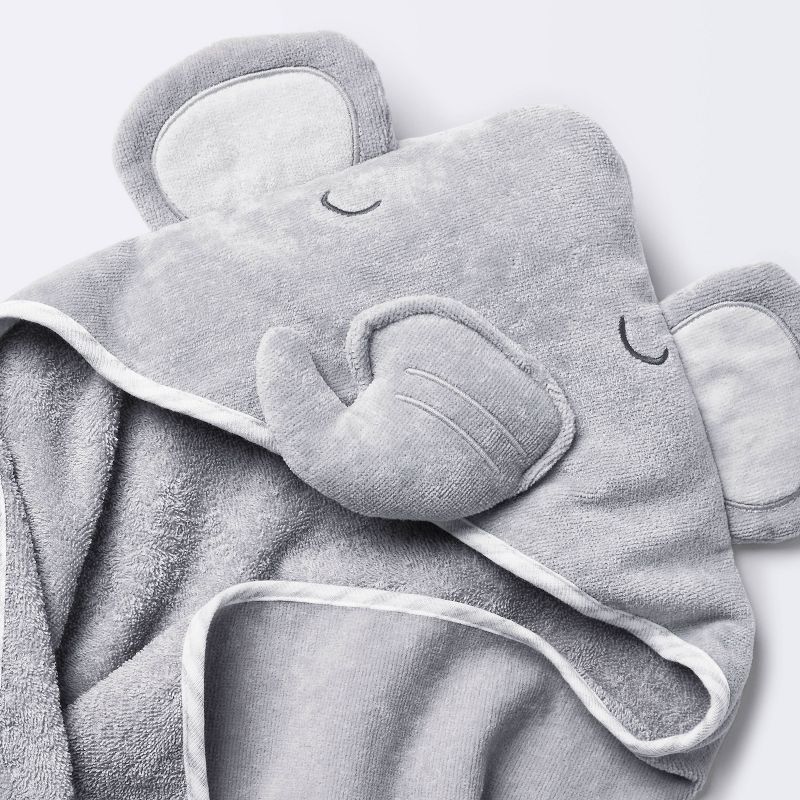 Baby Elephant Hooded Towel - Cloud Island&#8482; Gray, 3 of 9