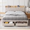 King Size Bed Frame with Storage Headboard, Charging Station, Upholstered Platform with Drawers, Sturdy Wooden Slats, No Box Spring, Light Grey - 3 of 4