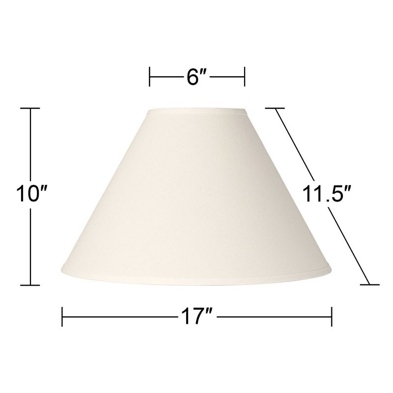 Springcrest Set of 2 Empire Lamp Shades White Linen Chimney Large 6" Top x 17" Bottom x 10" High Spider Harp and Finial Fitting, 5 of 9