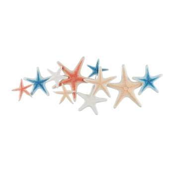 Olivia & May 16"x40" Metal Starfish Layered Wall Decor with Blue and Red Accents Brown