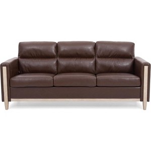 Acekool Modern Upholstered 3-Seater Sofa, Loveseat with Side Pocket, Wood Frame, for Living Room, Bedroom, Office, Gray - 1 of 4