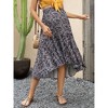 BLUEMING Maternity Skirts Floral High Low Hemline Dress Elastic Waist High Rise Tiered Maxi Skirts Flounce Long Skirts - 3 of 4