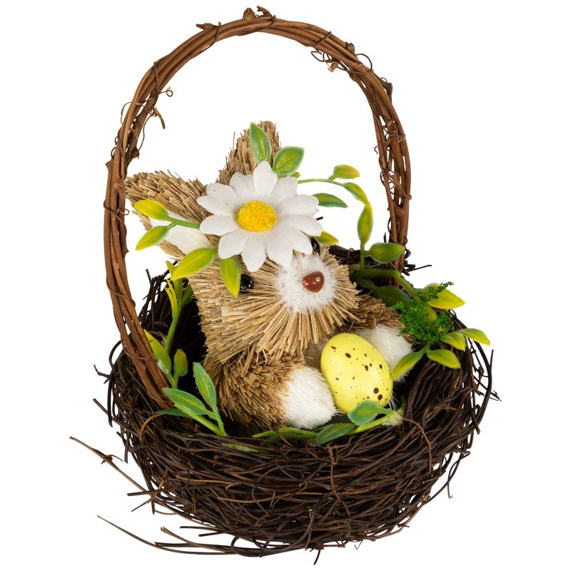 Northlight Rabbit with Twig Basket Easter Decoration - 7", 4 of 7
