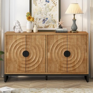 Bella Depot 58.2" Wooden Sideboard Cabinet with Rubberwood Veneer and Adjustable Shelves - 1 of 4