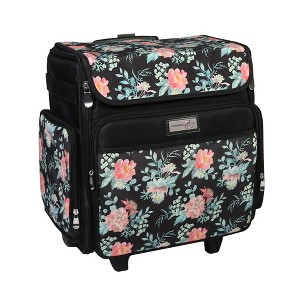 Everything Mary Collapsible Rolling Scrapbook & Featherweight Case, Black Flowers - 1 of 4