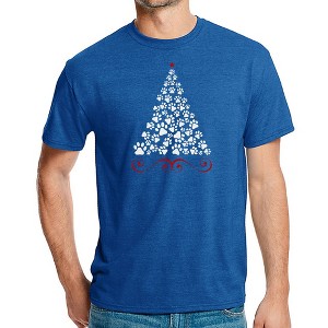 LA Pop Art Paw Christmas Tree - Men's Premium Blend Word Art T-Shirt - 1 of 4