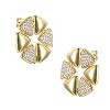 Guili Floral Brilliance 14K Gold Plated Cubic Zirconia Pave Abstract Flower Stud Earrings, a Chic and Glamorous Addition to Any Jewelry Collection - 3 of 3