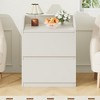 coucheta Nightstand with 2 Drawers, Bedside Table White Modern Side Table with Hndle-free Drawers - 2 of 4