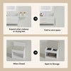 Small Vanity Desk Set with Flip-top Mirror and Lights White Compact Integrated Makeup Table with Storage Chair for Small Space - 3 of 4