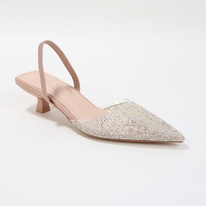 Berness Women's Mara Slingback Heels with Pearls and Rhinestones - 1 of 4