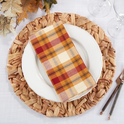 Rust Plaid Cotton Fall Table Napkins, Set of 4