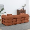 Convertible Sofa Couch with Cylindrical Pillows, Corduroy Folding Floor Sofa with Fixed-Shape Frame for Living Room-Maison Boucle - 3 of 4