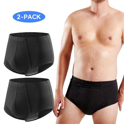 CARER 2pk Washable Mens Incontinence Underwear Reusable 6oz Absorbency Men's Bladder Control Briefs