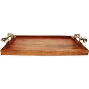 Livevie Dreamer Luxury Wooden Serving Tray - Elegant 15" x 10" Platter for Breakfast, Appetizers, Coffee, Bar, and Entertaining - 1 of 4