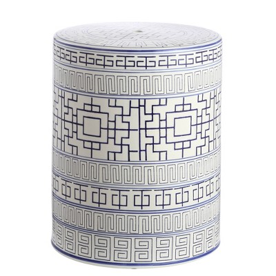 Parri Garden Stool - Blue/White - Safavieh