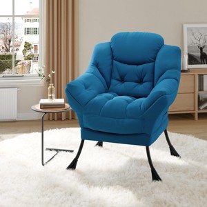 Lazy Chair for Living Room, Modern Large Accent Lounge Armchair with Side Pocket, Comfy Leisure Sofa Reading Chair - 1 of 4