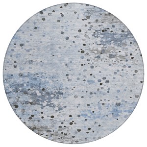 Sky Blue And Gray Abstract Washable Indoor Outdoor Area Rug - 1 of 4