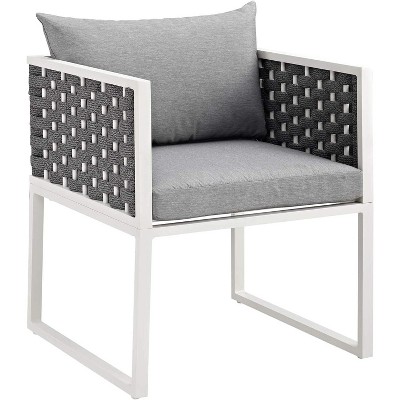 Modway Stance Outdoor Patio Aluminum Dining Armchair White Gray