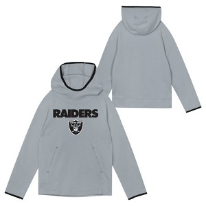 NFL Las Vegas Raiders Boys' Gray Performance Hooded Sweatshirt - 1 of 3