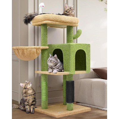 Heybly Cactus Cat Tree Tower for Indoor Cats| 46-Inch Sturdy Cat Condo for Multiple Adult Cats