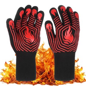 Unique Bargains Silicone Heat Resistant Grilling Gloves 1472°F High Temp Resistance 1 Set - 1 of 4