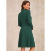 Allegra K Women's Fall Long Sleeve Collar Tie Mock Neck A Line Elegant Midi Dress - 3 of 4