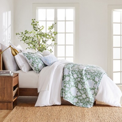 King White Organic Cotton Waffle Weave Bedspread Set