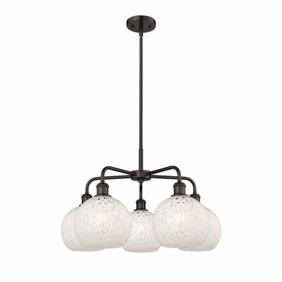 White Mouchette - 5 Light Stem Hung Chandelier In Modern Style-15.5 Inches Tall and 26 Inches Wide