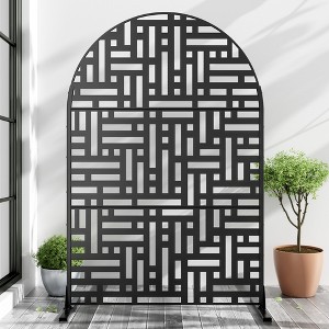 Wooakway 72"H 47"W Outdoor Arch Metal Garden Trellis Outdoor Privacy Screen Lattice Panel Indoor Room Divider - 1 of 4