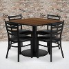 Flash Furniture 36'' Square Walnut Laminate Table Set with Round Base and 4 Ladder Back Metal Chairs - Black Vinyl Seat - 2 of 2