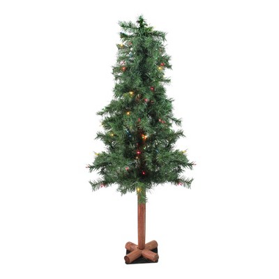 Allstate Floral 4' x 24" Pre-Lit Traditional Woodland Alpine Artificial Christmas Tree - Multi Lights