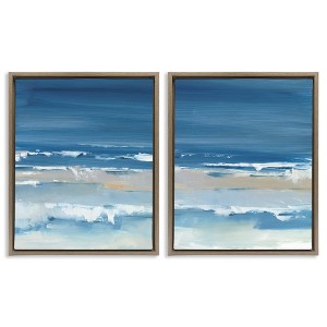Stupell Industries Crashing Beach Wave Shore 2pc Floating Frame Art Set, Brown, 25" x 31" - 1 of 4