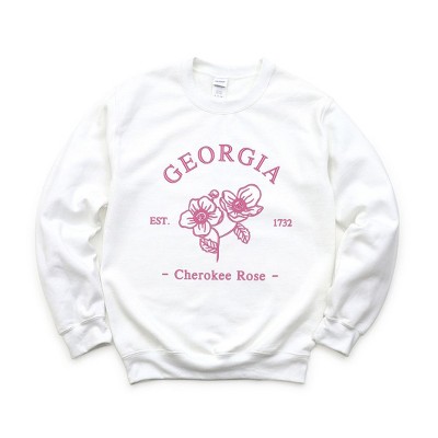 Simply Sage Market Women's Graphic Sweatshirt Embroidered Georgia Cherokee Rose - PINK