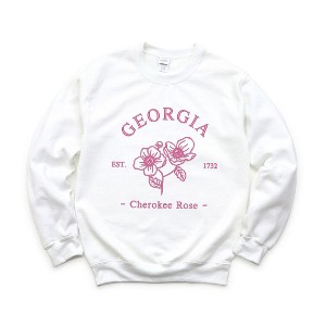 Simply Sage Market Women's Graphic Sweatshirt Embroidered Georgia Cherokee Rose - PINK - 1 of 4