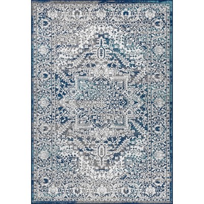 Vintage Medallion 5' x 8' Gray Synthetic Easy-Care Area Rug